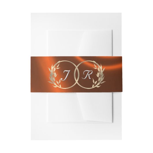 モノグラム&リボン – 銅 招待状ベリーバンド (正面例)