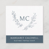 モノグラム リース ニュートラル スレート グレー スクエア名刺 (正面)