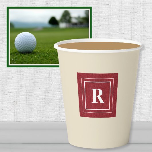 モノグラム、ルビーレッドデニムプリント8oz紙カップ 紙コップ