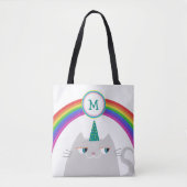 モノグラム レインボー 猫 トートバッグ かわいい ユニコーン (正面)