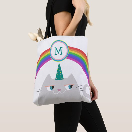 モノグラム レインボー 猫 トートバッグ かわいい ユニコーン (クローズアップ)