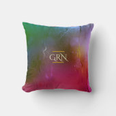 モノグラム レインボー 結露 ミスト モダンイニシャル クッション (正面)
