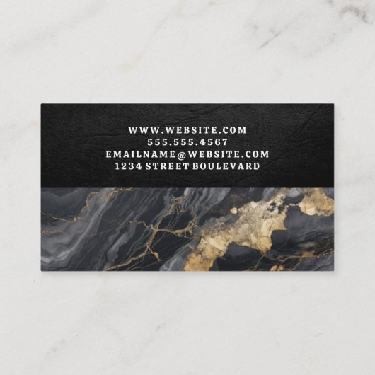 モノグラム |レザー |大理石テクスチャ 名刺 (裏面)