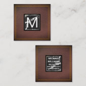 モノグラム | レザー | 大理石金属トリム スクエア名刺 (正面/裏面)