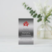 モノグラム、レッドマーケティングアナーキーサイン、メタルルック 名刺 (スタンド正面)