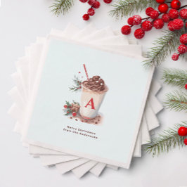 モノグラム レッド クリスマスパーティー ホットココア コーヒー スタンダードカクテルナプキン