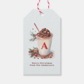 モノグラム レッド クリスマス 冬のホットココア飲料 ギフトタグ (正面)