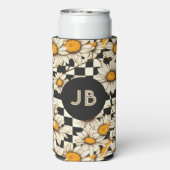 モノグラム レトロ かわいい ダイシー チェック柄 スリム缶クーラー (Seltzer裏面)