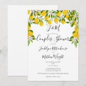 モノグラム レモン ブルーム ウェディング カップル シャワー 招待状 (正面/裏面)