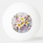 モノグラム レース ピンクと黄色の春の花 卓球ボール (裏面)