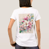 モノグラム レース ピンク パープル マグノリア 花 Tシャツ (裏面)