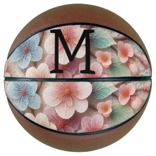 モノグラム レース フラワー ピンク パステル 桜 バスケットボール