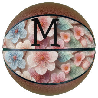 モノグラム レース フラワー ピンク パステル 桜 バスケットボール