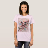 モノグラム レース フラワー ピンク パステル 桜 Tシャツ (正面フル)