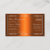 モノグラム&ロゴ付き発光オレンジ色シルバーデコール 名刺 (裏面)