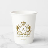 モノグラム、ロゴ、エンブレム&ライオンウェディング紙カップ 紙コップ (正面)