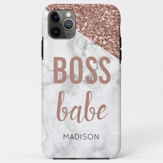 モノグラム ローズゴールド グリッター 大理石 ボスベイビー Case-Mate iPhoneケース (裏面)