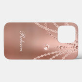 モノグラム ローズゴールド パール ダイヤモンド 華やか Case-Mate iPhoneケース (裏面 (横))