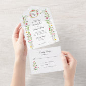 モノグラム ワイルドフラワーズ ガーデン ウォーターカラー オールインワン招待状 (貼ってはがせる)