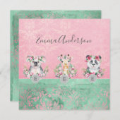 モノグラム ワイルドライフ ガールズ ボヘミア ジャングル 動物 かわいい 招待状 (正面/裏面)