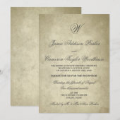 モノグラム ヴィンテージペーパー | 結婚後お祝い 招待状 (正面/裏面)