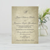モノグラム ヴィンテージ紙 | 結婚式後お祝い会 招待状 (スタンド正面)