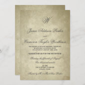 モノグラム ヴィンテージ紙 | 結婚式後お祝い 招待状 (正面/裏面)