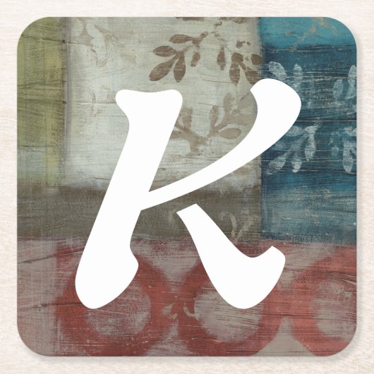 モノグラム |伝統抽象芸術II スクエアペーパーコースター (正面)