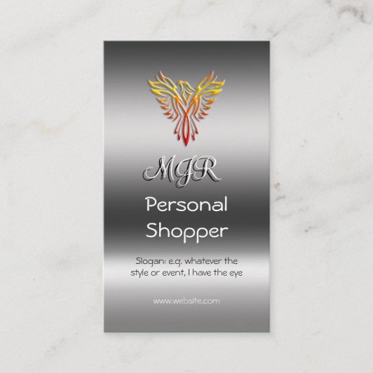 モノグラム、個人的な買物客、金属効果 名刺 (正面)