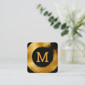 モノグラム |円形ブラシ付き金箔 スクエア名刺 (スタンド正面)