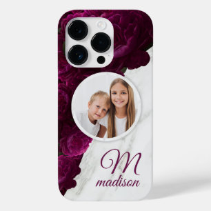 モノグラム 写真 モダン フラワー 大理石風 カスタム 名前 Case-Mate iPhone 14 PROケース
