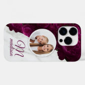 モノグラム 写真 モダン フラワー 大理石風 カスタム 名前 Case-Mate iPhoneケース (裏面 (横))