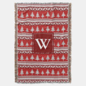 モノグラム – 北赤と白アルパインモミの木 スローブランケット (正面縦)