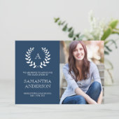 モノグラム 卒業おめでとう - ネイビー 案内状 (スタンド正面)