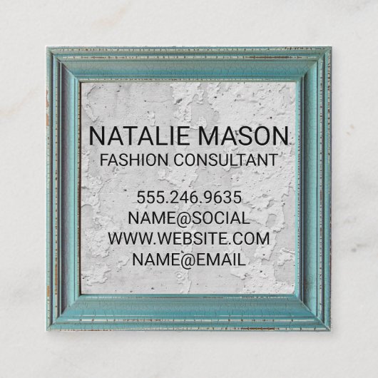 モノグラム |古い風化フレーム |テクスチャウォール スクエア名刺 (裏面)