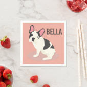 モノグラム.可愛フランスのいブルドッグ。 スタンダードカクテルナプキン (インサイチュ)