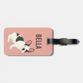 モノグラム.可愛フランスのいブルドッグ。 ラゲッジタグ (裏面横)