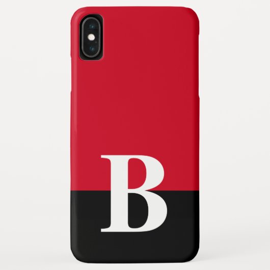 モノグラム 名入れ モダン レッド ブラック Case-Mate iPhoneケース (裏面)