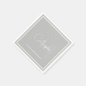モノグラム(名前とイニシャル)グレー標準ナプキン スタンダードカクテルナプキン (角)