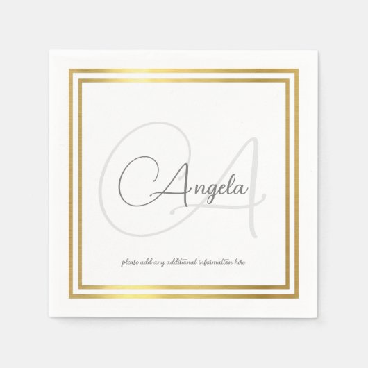 モノグラム(名前とイニシャル)標準ナプキンス スタンダードカクテルナプキン (正面)