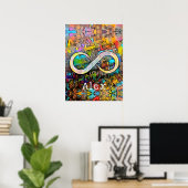 モノグラム |名前の追加 |無限大シンボル ポスター (ホームオフィス)