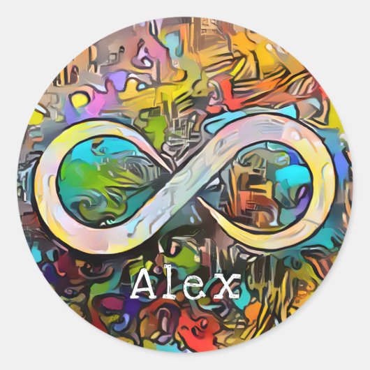 モノグラム |名前の追加 |無限大シンボル ラウンドシール (正面)