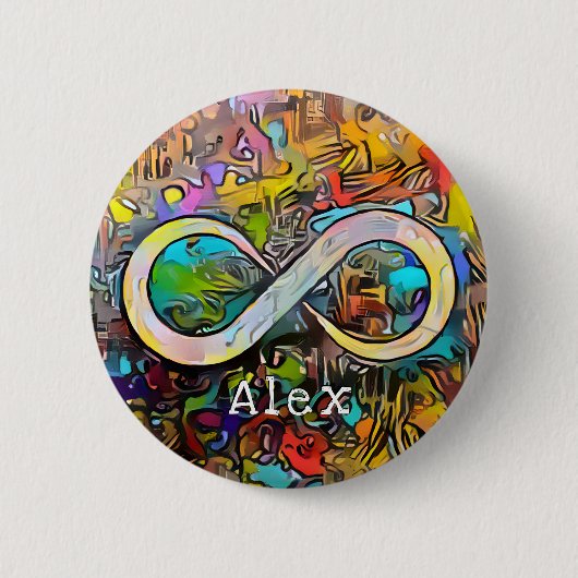 モノグラム |名前の追加 |無限大シンボル 缶バッジ (正面)