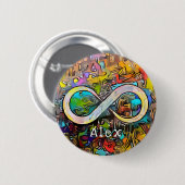 モノグラム |名前の追加 |無限大シンボル 缶バッジ (正面&裏面)