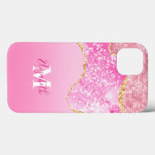 モノグラム 名前イニシャル ピンクゴールド ギャル系 ラメ Case-Mate iPhoneケース (裏面 (横))