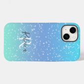 モノグラム 名前イニシャル 青 緑 スパークル ガーリー Case-Mate iPhoneケース (裏面 (横))