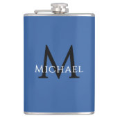 モノグラム 名前イニシャル 黒 青 カスタム フラスク (正面)