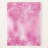 モノグラム&名前オンフェイク明るい赤紫色フォイル&グリッター プランナー手帳 (裏面)