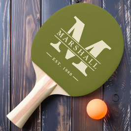 モノグラム&名前オーバーレイスイートオリーブ 卓球ラケット