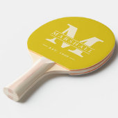 モノグラム&名前オーバーレイポロストライピングダークレモン 卓球ラケット (正面アングル)